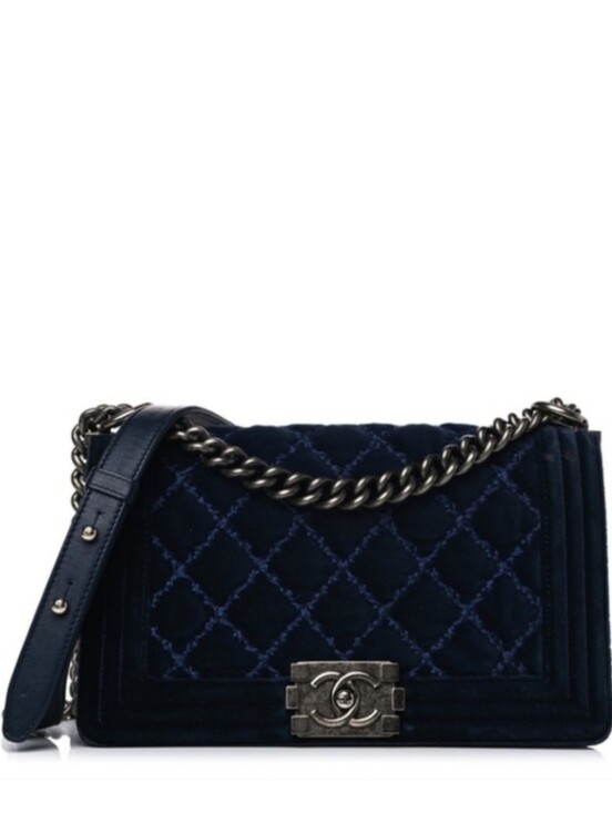 CHANEL Handbags - Like NEW! CHANEL BOY BAG WILD STITCH SUEDE LIKE VELVET TWEED LIKE IN NAVY BLUE!